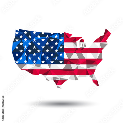 map USA flag color design polygon photo