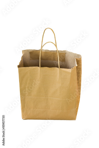 Recycle shopping paper sack on white background