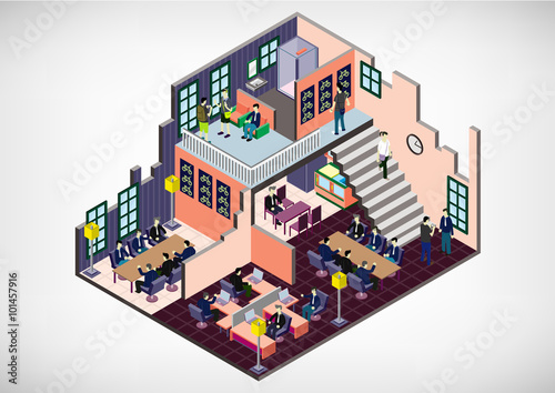 illustration of info graphic interior room concept in isometric graphic