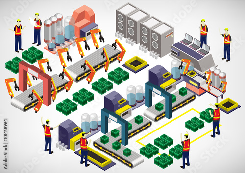 illustration of info graphic factory equipment concept in isometric 3D graphic © toonsteb