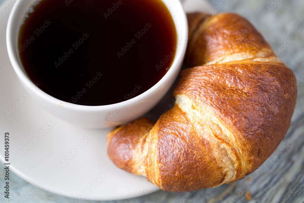 fresh croissants with jam for breakfast