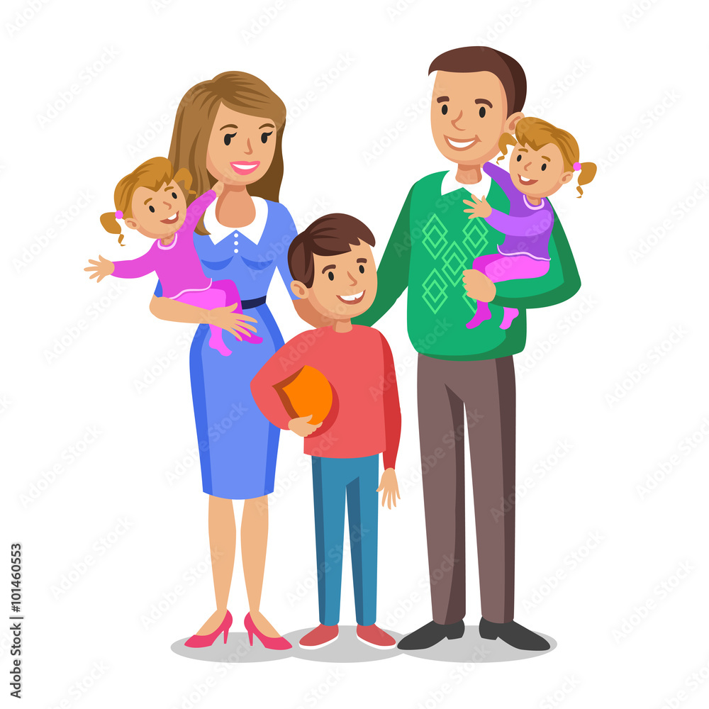 Happy family portrait, smiling parents and kids. Happy family portrait, smiling parents and kids.