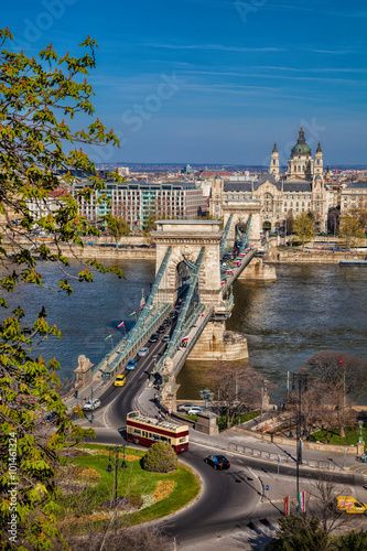 Canvas Print Budapest with chain bridge in Hungary