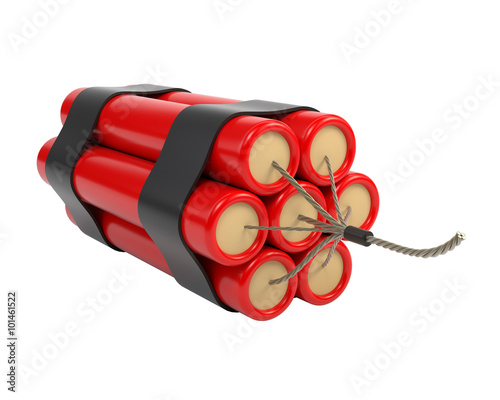 Red Dynamite isolated on white background. 3d illustration.