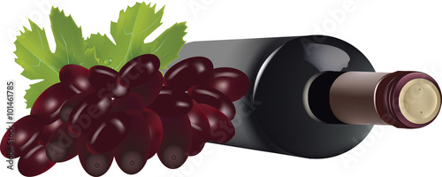 uva con bottiglia di vino