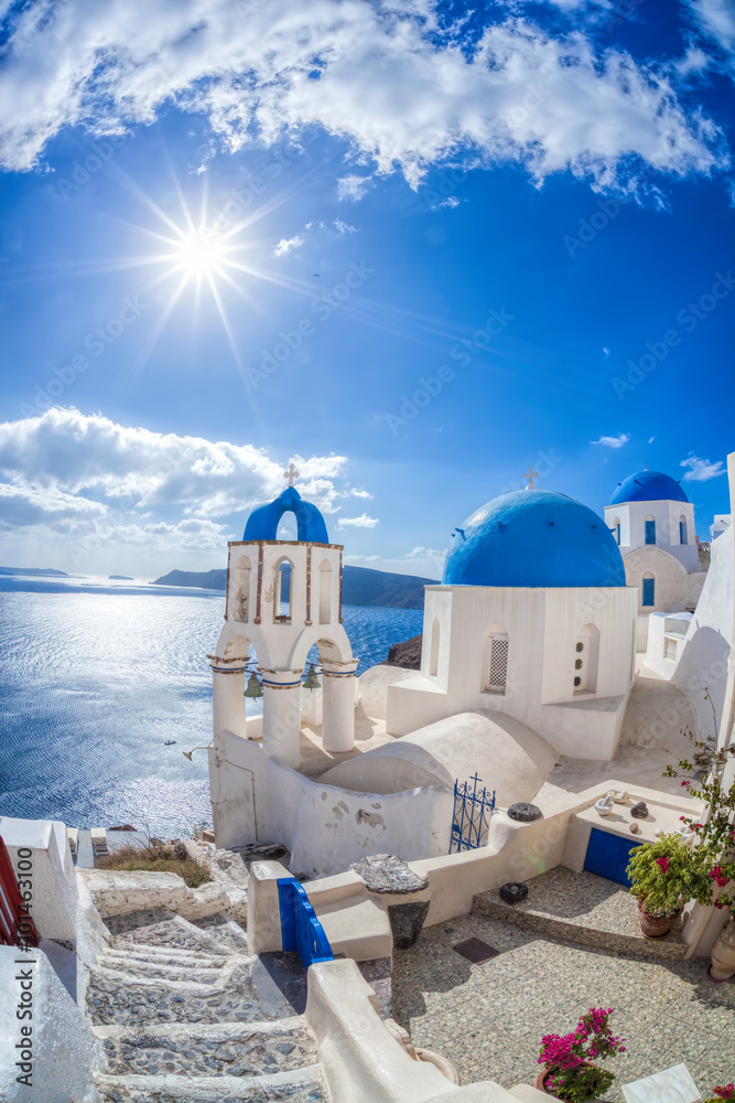 Naklejka premium Miejscowości Oia na wyspie Santorini w Grecji