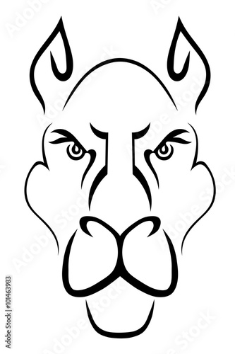 Fototapeta Naklejka Na Ścianę i Meble -  Silhouette head with a predatory cat. The symbol of greatness an