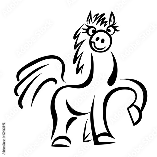 Cartoon horse jumping isolated on a white background. Vector ill