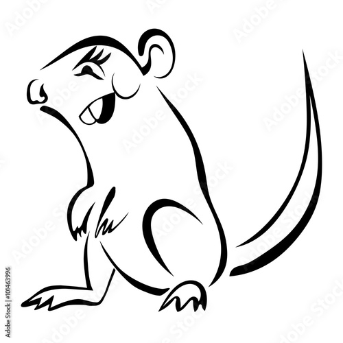 Sketch Cartoon rodent isolated on white background. Vector illus