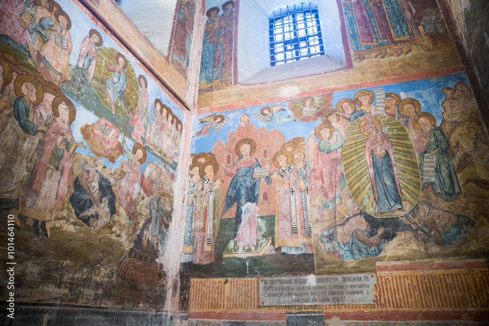 Ancient frescoes in assumption Cathedral of the Kirillo-Belozers Ancient frescoes in assumption Cathedral of the Kirillo-Belozers
