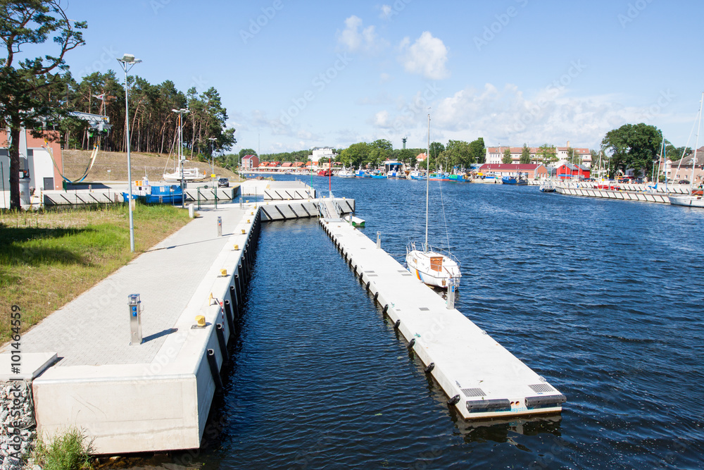 The entrance to the port of Mrzezyno Poland The entrance to the port of Mrzezyno Poland
