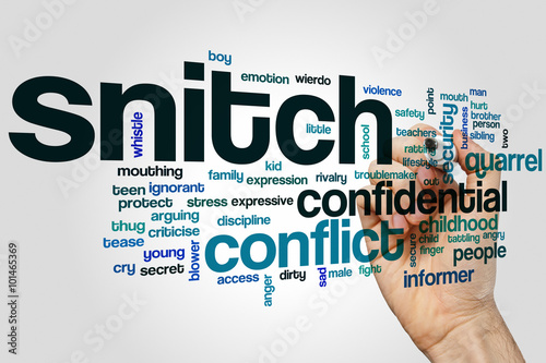 Snitch word cloud concept photo