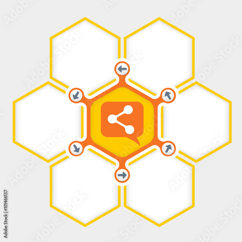 Abstract hexagons for your text and share icon