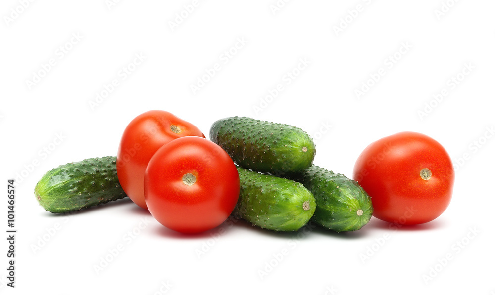 cucumbers and tomatoes isolated on white background cucumbers and tomatoes isolated on white background