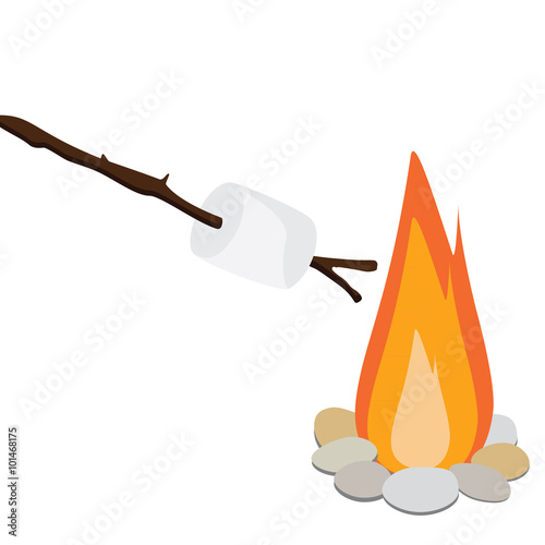 Marshmallow on wooden stick