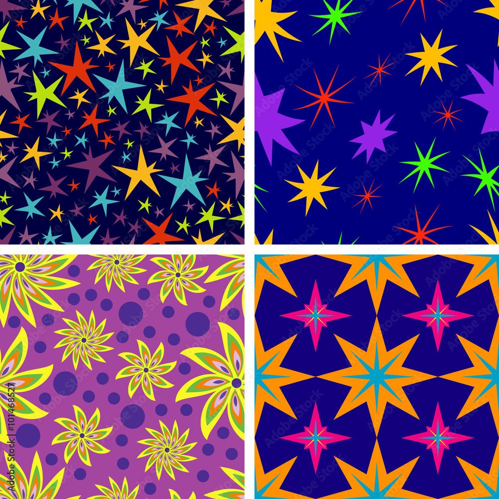 Set of seamless patterns of stars Set of seamless patterns of stars