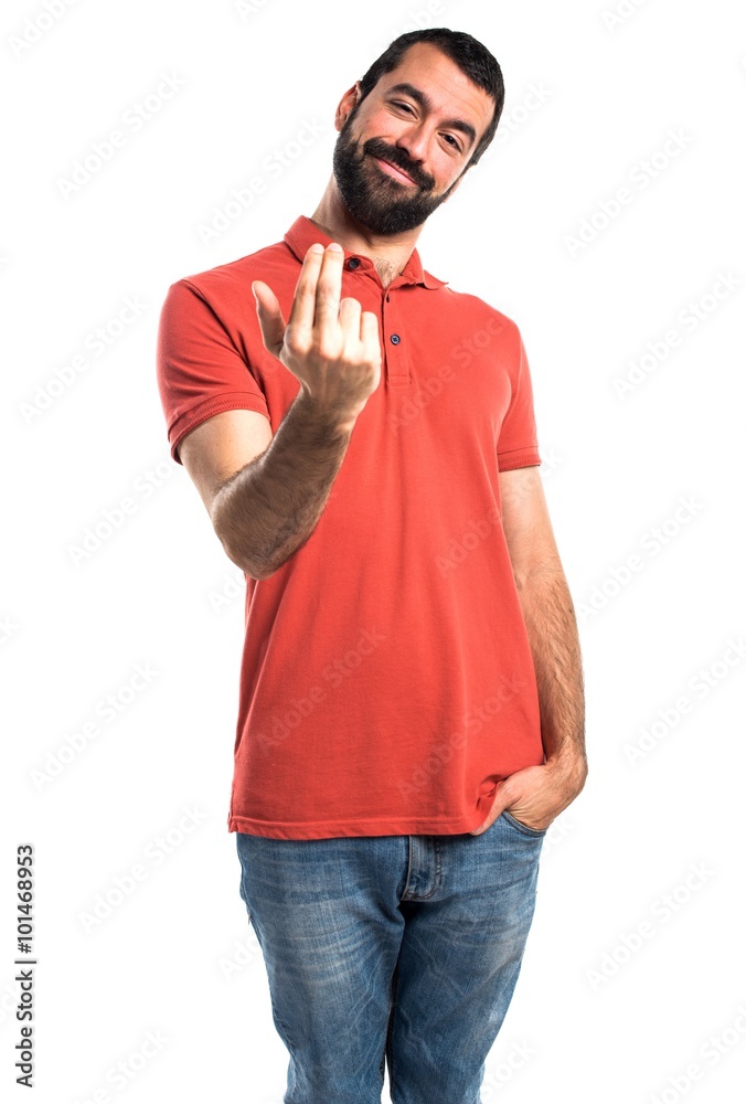Handsome man coming gesture Handsome man coming gesture