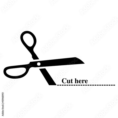 Cut here illustration on white background.
