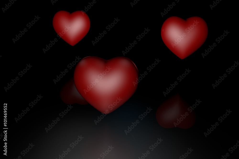 red heart on a black background
