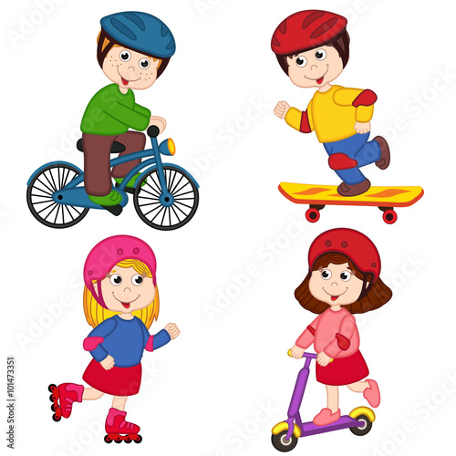 set of isolated children and sport - vector illustration, eps
