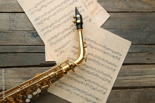Beautiful golden saxophone ...