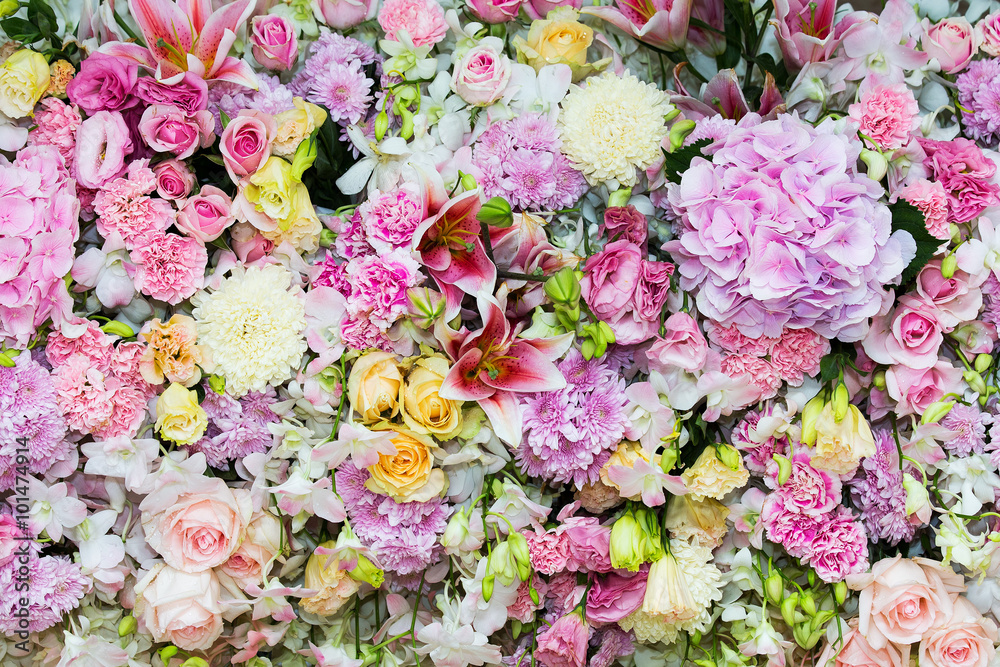 Beautiful flowers background for wedding scene Beautiful flowers background for wedding scene