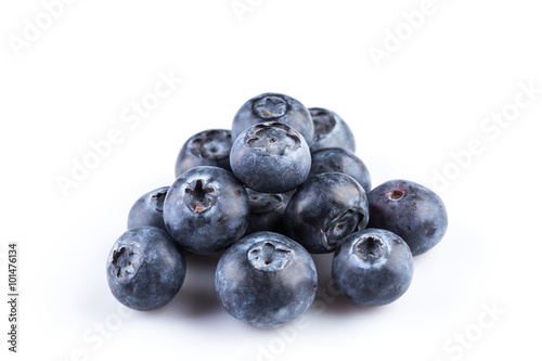 Blueberries on white background