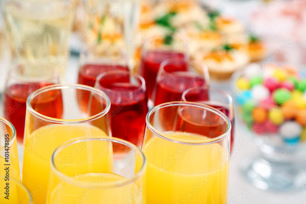 Different beverages, closeup Different beverages, closeup