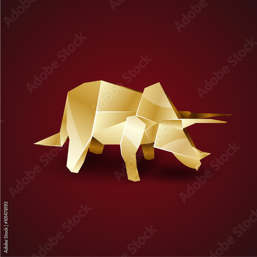golden origami Triceratops
