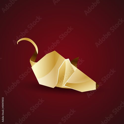 golden origami mouse