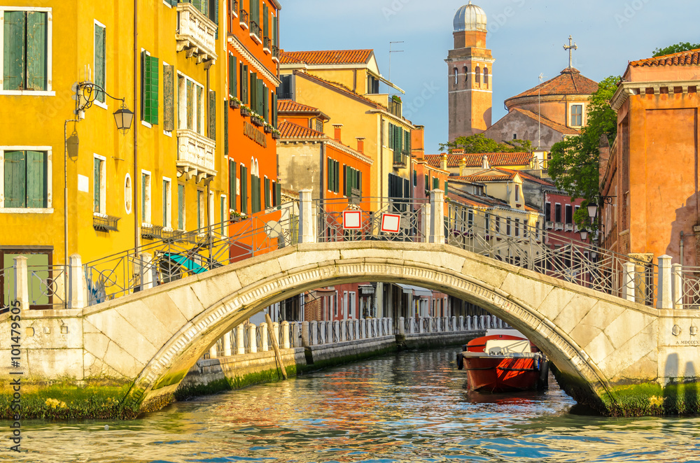 Lovely bridge on the canal of Venice.