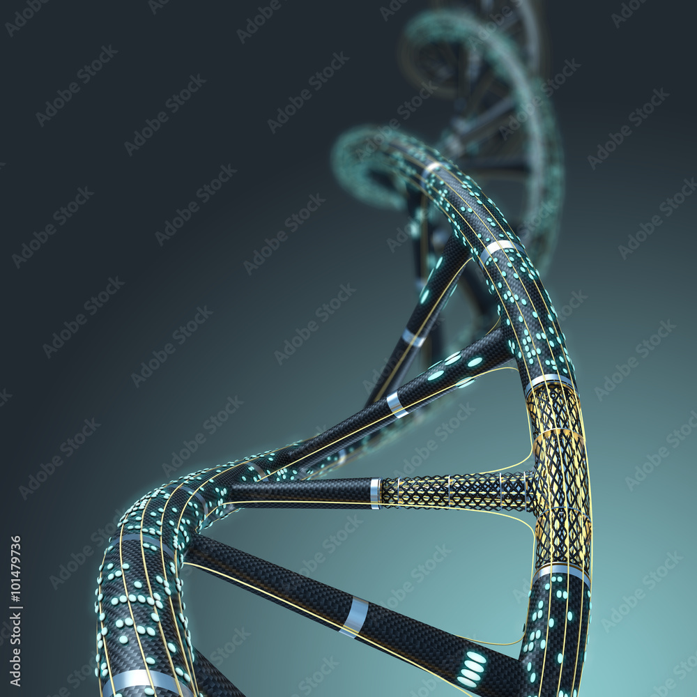 Fotografie Artificial DNA molecule, the concept of artificial intelligence,