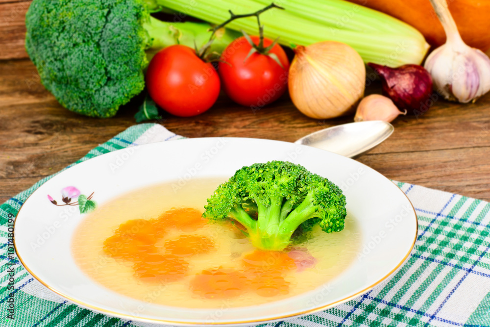 Chicken Broth with Broccoli and Carrots Chicken Broth with Broccoli and Carrots