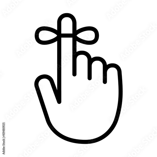 Reminder hand with string tied to finger line art icon for apps and websites photo