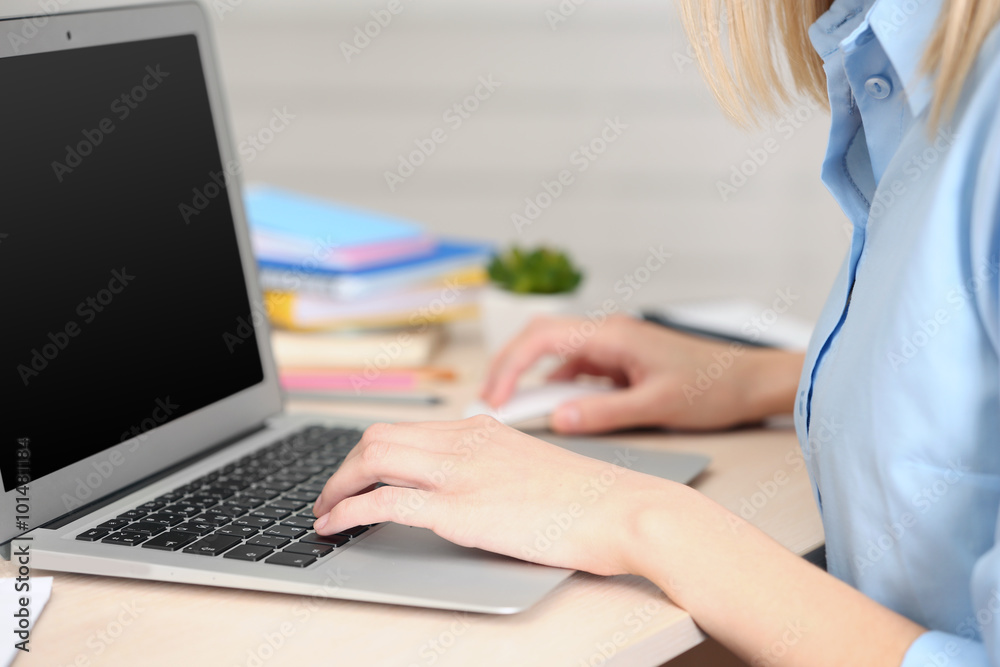 Woman typing on laptop, closeup Woman typing on laptop, closeup