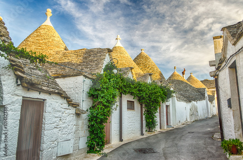 Typical trulli buildings in Alberobello, Apulia, Italy