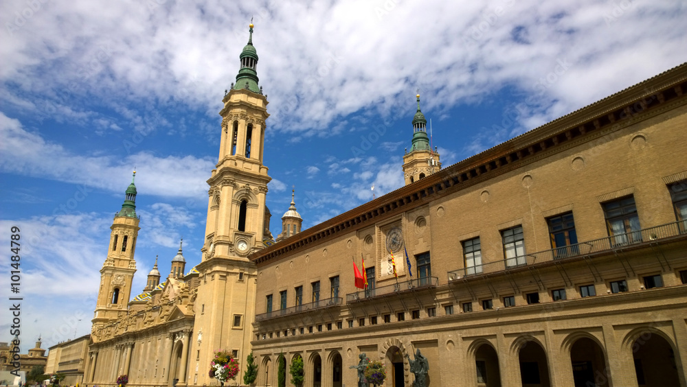 City center of Zaragoza with the Cathedral of Our Lady of the Pillar