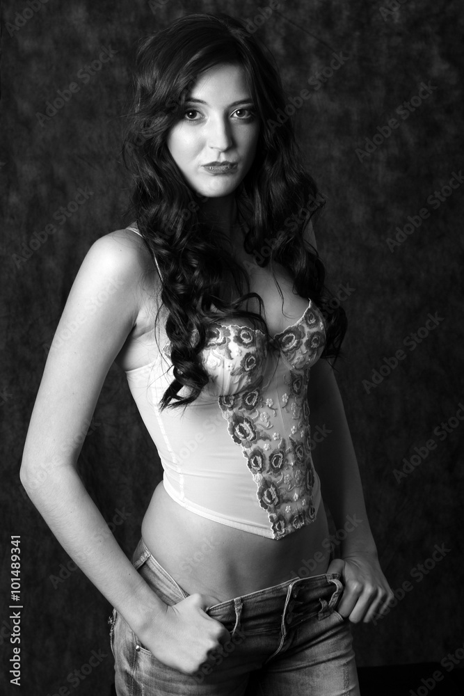 Naklejka premium Sexy in corset