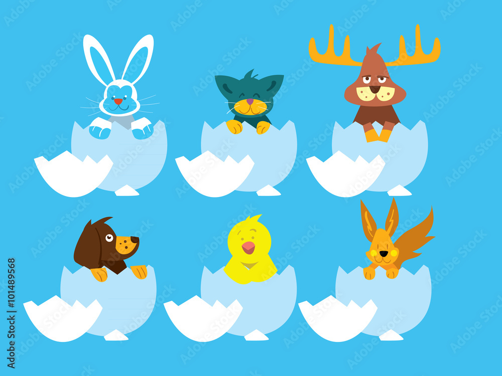 Happy Easter. Easter egg, easter background. Set of Easter egg icon. Easter egg with animals. Vector illustration. Happy Easter. Easter egg, easter background. Set of Easter egg icon. Easter egg with animals. Vector illustration.