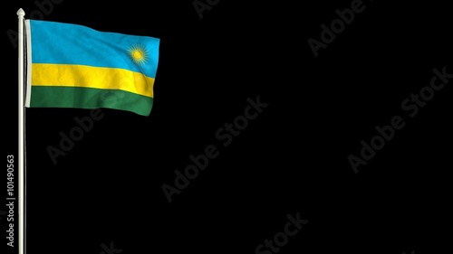 Rwandan flag waving in the wind with PNG alpha channel for easy project implementation. photo