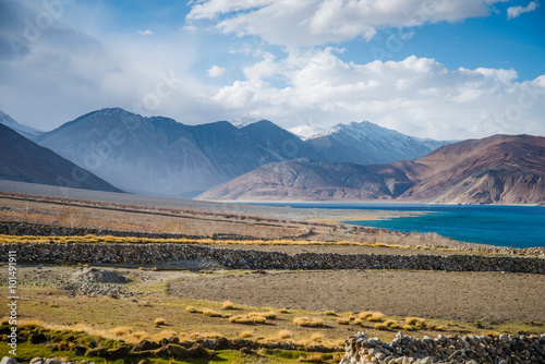 LEH LADAKH ,INDIA - MAY 10, 2015 : Pangong Lake (Pangong Tso) ,Ladakh ,Jammu and Kashmir, India.