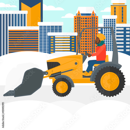 Man plowing snow.