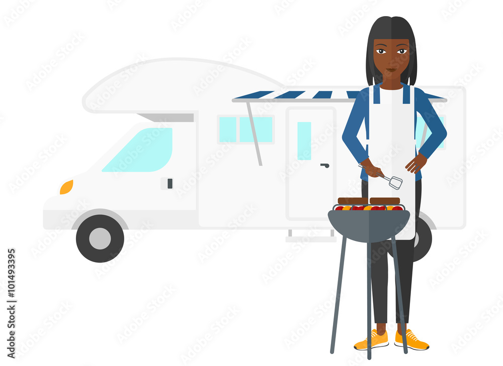 Woman preparing barbecue. Woman preparing barbecue.