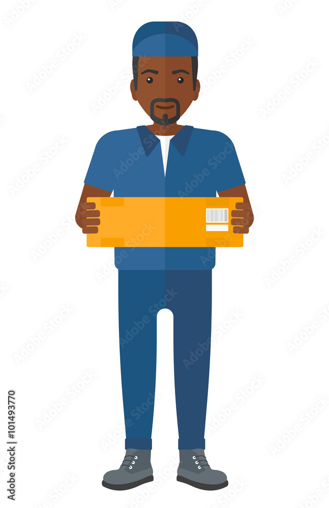 Man delivering box. Man delivering box.