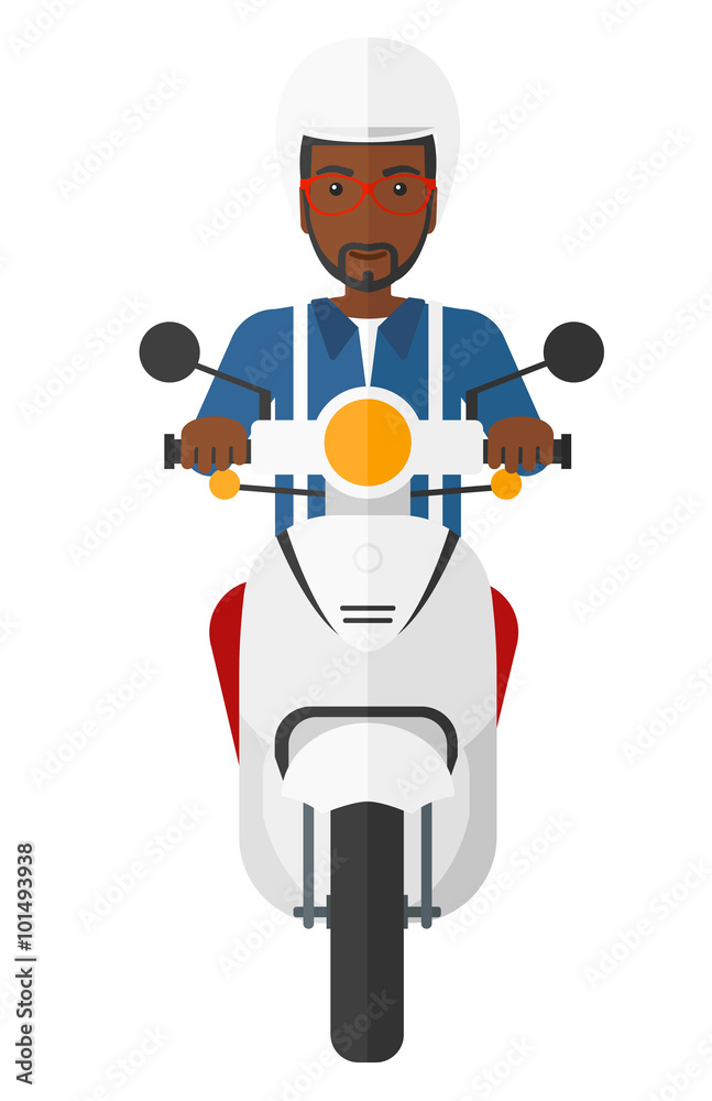 Man riding scooter.