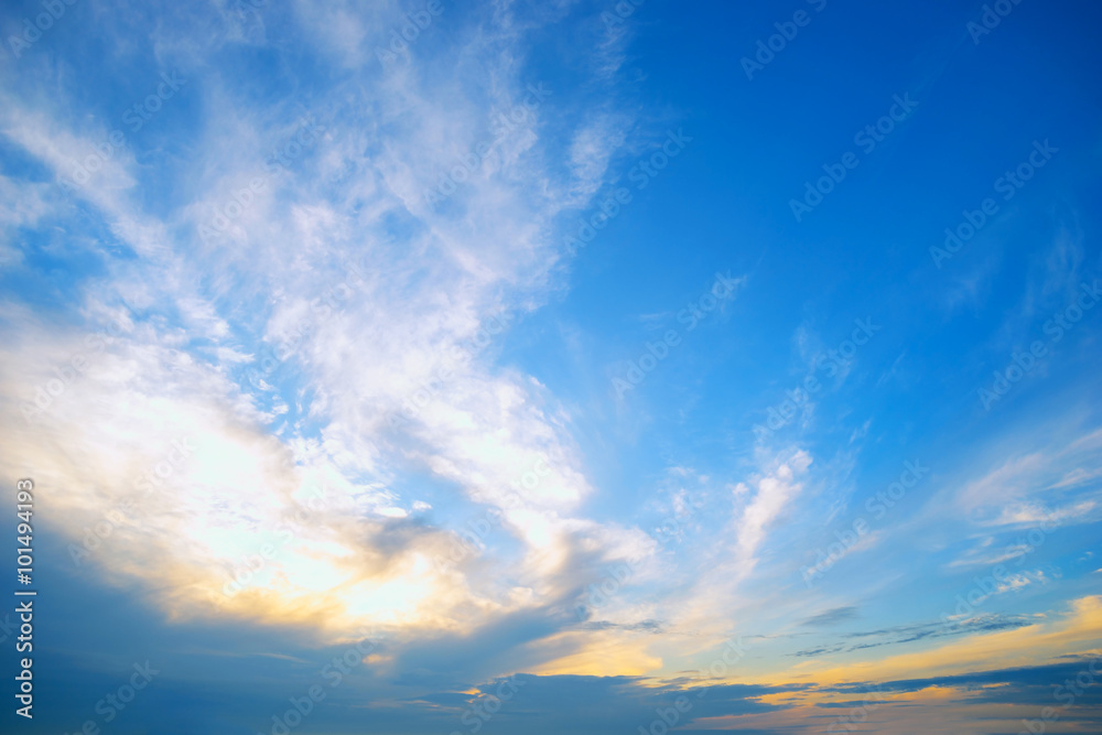 The sky before the sun sets on  summer evening .