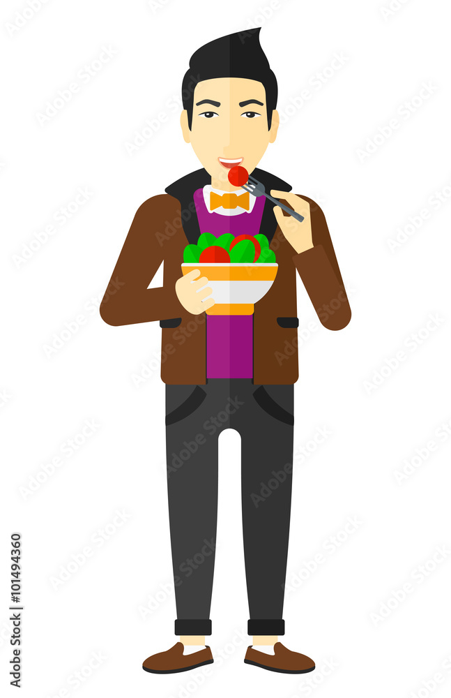 Man eating salad. Man eating salad.