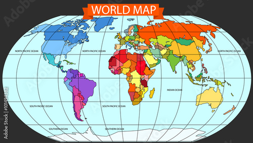 World map infographic template. All countries are selectable