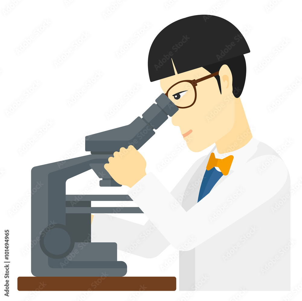 Laboratory assistant with microscope. Laboratory assistant with microscope.