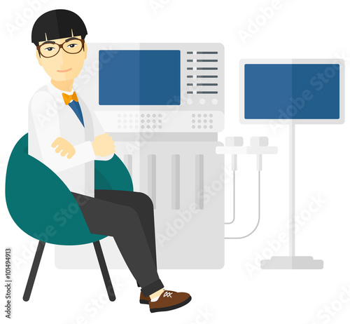 Male ultrasound specialist.
